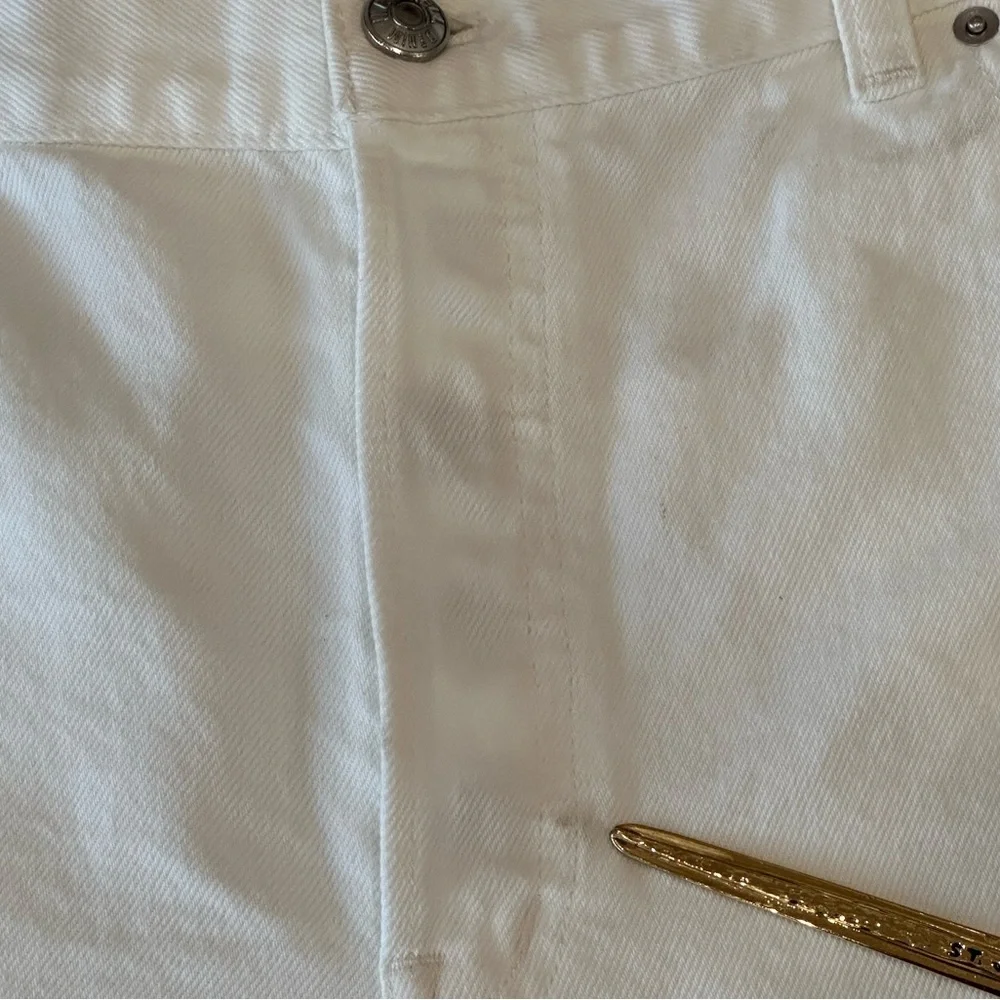 NEW MADEWELL The Brynn Long Short in White Rigid Denim Raw Hem Low Slung Size 32